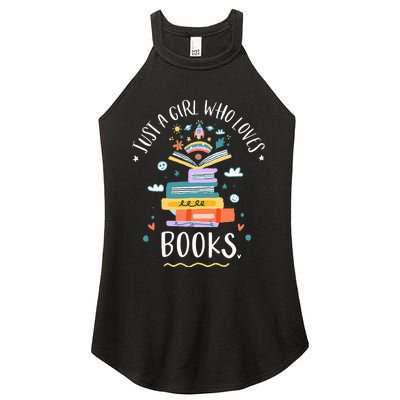 Just A Girl Who Loves Books Gifts For Bookworm Women's Perfect Tri Rocker Tank