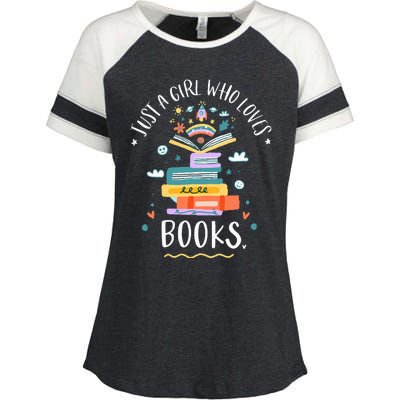 Just A Girl Who Loves Books Gifts For Bookworm Enza Ladies Jersey Colorblock Tee