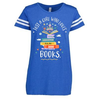 Just A Girl Who Loves Books Gifts For Bookworm Enza Ladies Jersey Football T-Shirt