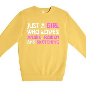 Just A Girl Who Loves Anime Ramen And Sketching Japan Anime Premium Crewneck Sweatshirt