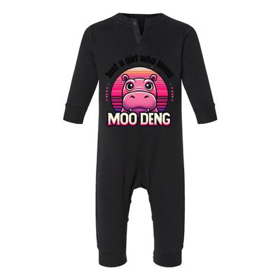 Just A Girl Who Loves Moo Deng Cute Baby Hippo Moo Deng Cute Infant Fleece One Piece