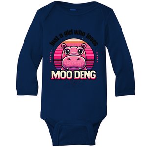 Just A Girl Who Loves Moo Deng Cute Baby Hippo Moo Deng Cute Baby Long Sleeve Bodysuit