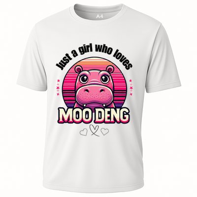 Just A Girl Who Loves Moo Deng Cute Baby Hippo Moo Deng Cute Cooling Performance Crew T-Shirt
