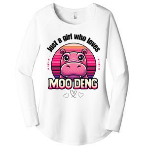 Just A Girl Who Loves Moo Deng Cute Baby Hippo Moo Deng Cute Women's Perfect Tri Tunic Long Sleeve Shirt