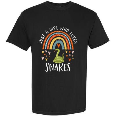 Just A Girl Who Loves Snakes Rainbow Gifts For Snake Lover Garment-Dyed Heavyweight T-Shirt