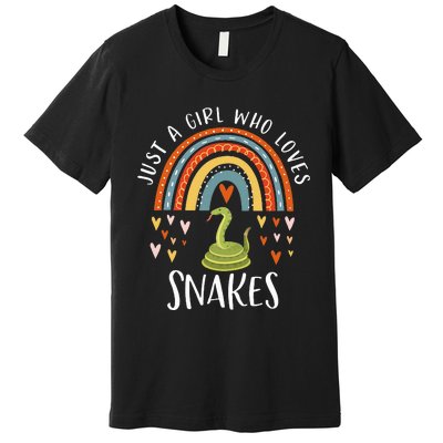 Just A Girl Who Loves Snakes Rainbow Gifts For Snake Lover Premium T-Shirt