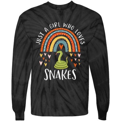 Just A Girl Who Loves Snakes Rainbow Gifts For Snake Lover Tie-Dye Long Sleeve Shirt