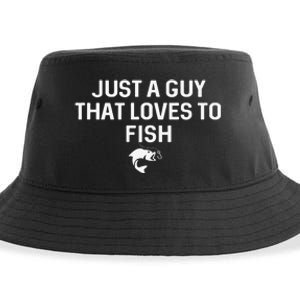 Just A Guy That Loves To Fish Angler Fisherman Gifts Fishing Sustainable Bucket Hat