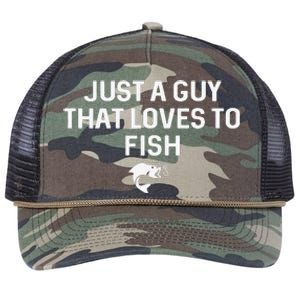 Just A Guy That Loves To Fish Angler Fisherman Gifts Fishing Retro Rope Trucker Hat Cap