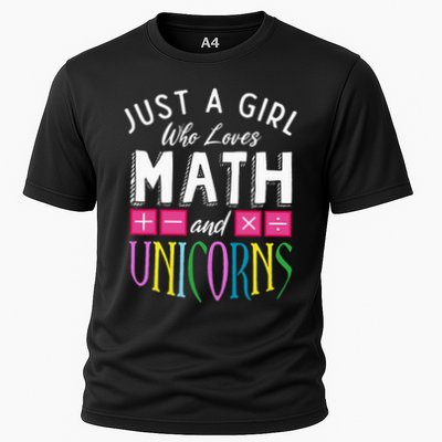 Just A Girl Who Loves Math & Unicorns Funny Mathematics Cooling Performance Crew T-Shirt