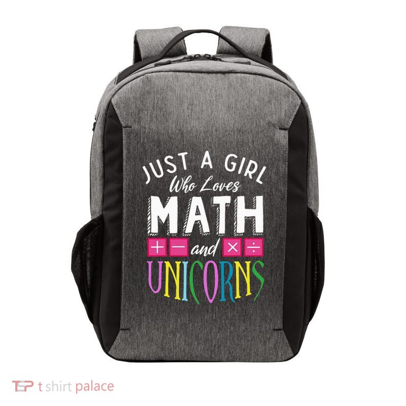 Just A Girl Who Loves Math & Unicorns Funny Mathematics Vector Backpack