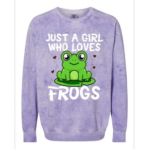 Just A Girl Who Loves Frogs Cute Green Frog Costume Gift Colorblast Crewneck Sweatshirt