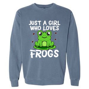 Just A Girl Who Loves Frogs Cute Green Frog Costume Gift Garment-Dyed Sweatshirt