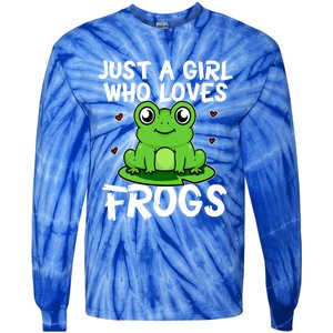 Just A Girl Who Loves Frogs Cute Green Frog Costume Gift Tie-Dye Long Sleeve Shirt