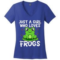 Just A Girl Who Loves Frogs Cute Green Frog Costume Gift Women's V-Neck T-Shirt