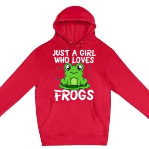 Just A Girl Who Loves Frogs Cute Green Frog Costume Gift Premium Pullover Hoodie