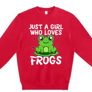 Just A Girl Who Loves Frogs Cute Green Frog Costume Gift Premium Crewneck Sweatshirt