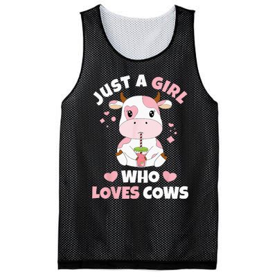 Just A Girl Who Loves Cows Cute Strawberry Cow Cowgirl Print Mesh Reversible Basketball Jersey Tank