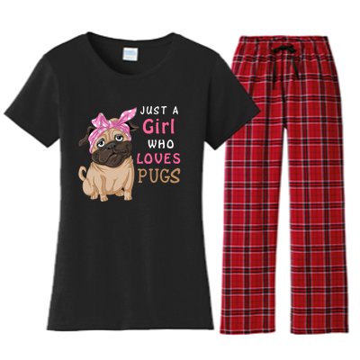 Just A Girl Who Loves Pugs Women's Flannel Pajama Set