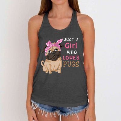 Just A Girl Who Loves Pugs Women's Knotted Racerback Tank