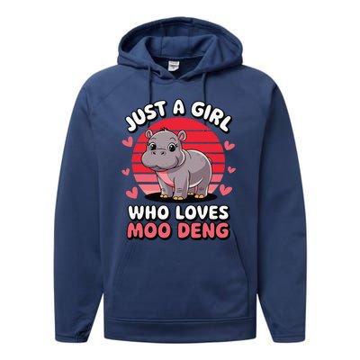 Just A Girl Who Loves Moo Deng Cute Baby Hippo Performance Fleece Hoodie