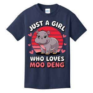 Just A Girl Who Loves Moo Deng Cute Baby Hippo Kids T-Shirt