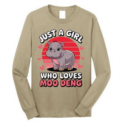 Just A Girl Who Loves Moo Deng Cute Baby Hippo Long Sleeve Shirt