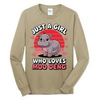 Just A Girl Who Loves Moo Deng Cute Baby Hippo Tall Long Sleeve T-Shirt