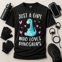 Just A Girl Who Loves Dinosaurs Cute Dinosaur Dino Lover Cooling Performance Crew T-Shirt