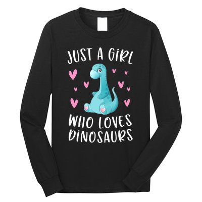 Just A Girl Who Loves Dinosaurs Cute Dinosaur Dino Lover Long Sleeve Shirt