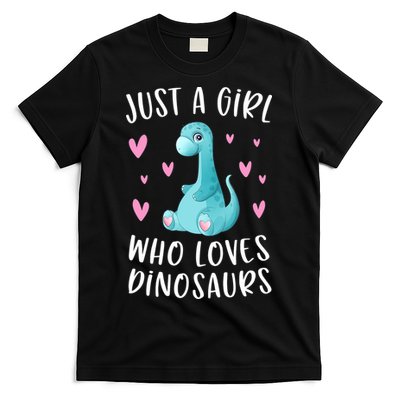 Just A Girl Who Loves Dinosaurs Cute Dinosaur Dino Lover T-Shirt
