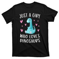 Just A Girl Who Loves Dinosaurs Cute Dinosaur Dino Lover T-Shirt