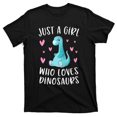 Just A Girl Who Loves Dinosaurs Cute Dinosaur Dino Lover T-Shirt