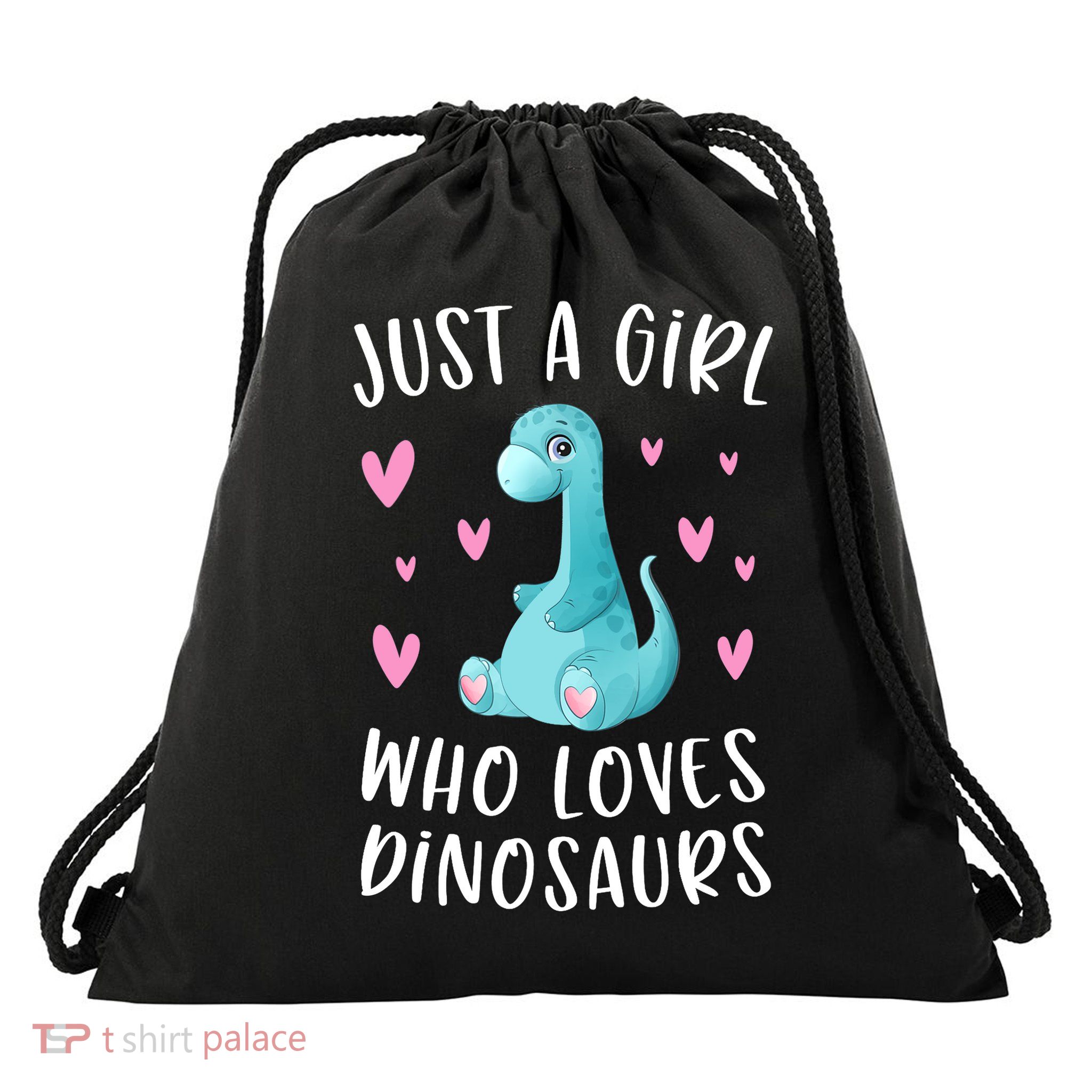 Just A Girl Who Loves Dinosaurs Cute Dinosaur Dino Lover Drawstring Bag