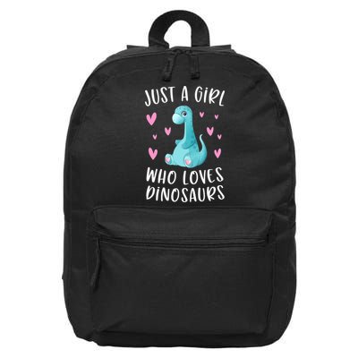 Just A Girl Who Loves Dinosaurs Cute Dinosaur Dino Lover 16 in Basic Backpack