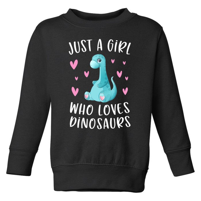 Just A Girl Who Loves Dinosaurs Cute Dinosaur Dino Lover Toddler Sweatshirt