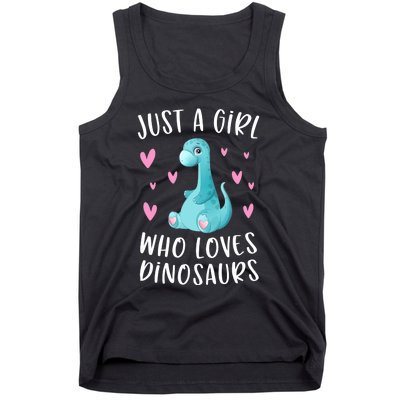 Just A Girl Who Loves Dinosaurs Cute Dinosaur Dino Lover Tank Top