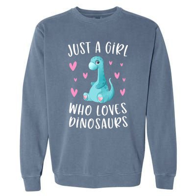 Just A Girl Who Loves Dinosaurs Cute Dinosaur Dino Lover Garment-Dyed Sweatshirt