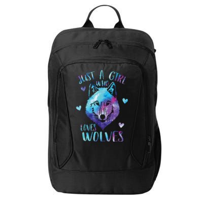 Just A Girl Who Loves Wolves Watercolor Cute Wolf Lover City Backpack