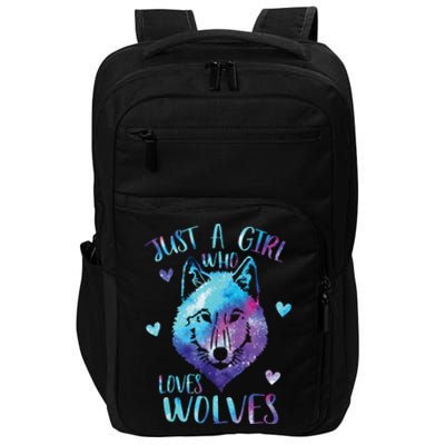 Just A Girl Who Loves Wolves Watercolor Cute Wolf Lover Impact Tech Backpack