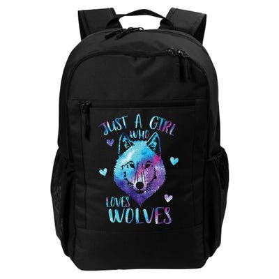 Just A Girl Who Loves Wolves Watercolor Cute Wolf Lover Backpack