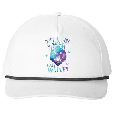 Just A Girl Who Loves Wolves Watercolor Cute Wolf Lover Snapback Five-Panel Rope Hat