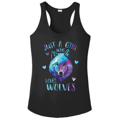 Just A Girl Who Loves Wolves Watercolor Cute Wolf Lover Ladies PosiCharge Competitor Racerback Tank