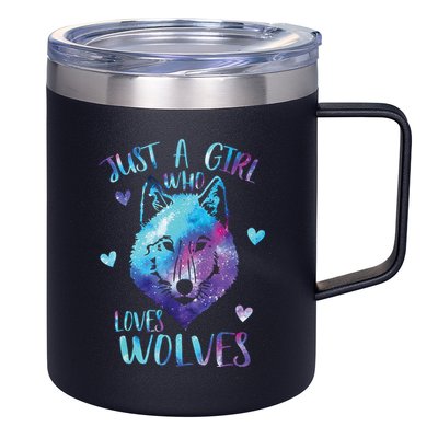 Just A Girl Who Loves Wolves Watercolor Cute Wolf Lover 12oz Stainless Steel Coffee Mug