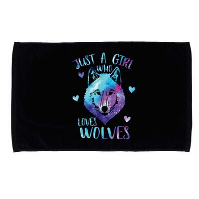 Just A Girl Who Loves Wolves Watercolor Cute Wolf Lover Microfiber Hand Towel