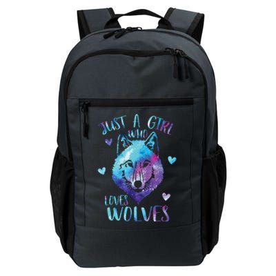 Just A Girl Who Loves Wolves Watercolor Cute Wolf Lover Daily Commute Backpack