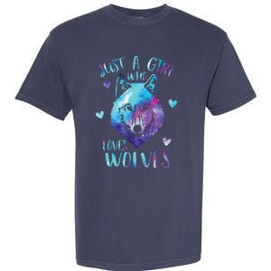 Just A Girl Who Loves Wolves Watercolor Cute Wolf Lover Garment-Dyed Heavyweight T-Shirt