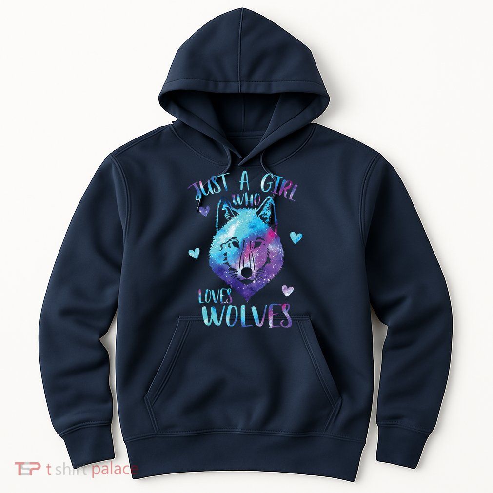 Just A Girl Who Loves Wolves Watercolor Cute Wolf Lover Hoodie