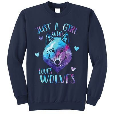 Just A Girl Who Loves Wolves Watercolor Cute Wolf Lover Sweatshirt