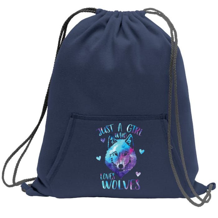 Just A Girl Who Loves Wolves Watercolor Cute Wolf Lover Sweatshirt Cinch Pack Bag